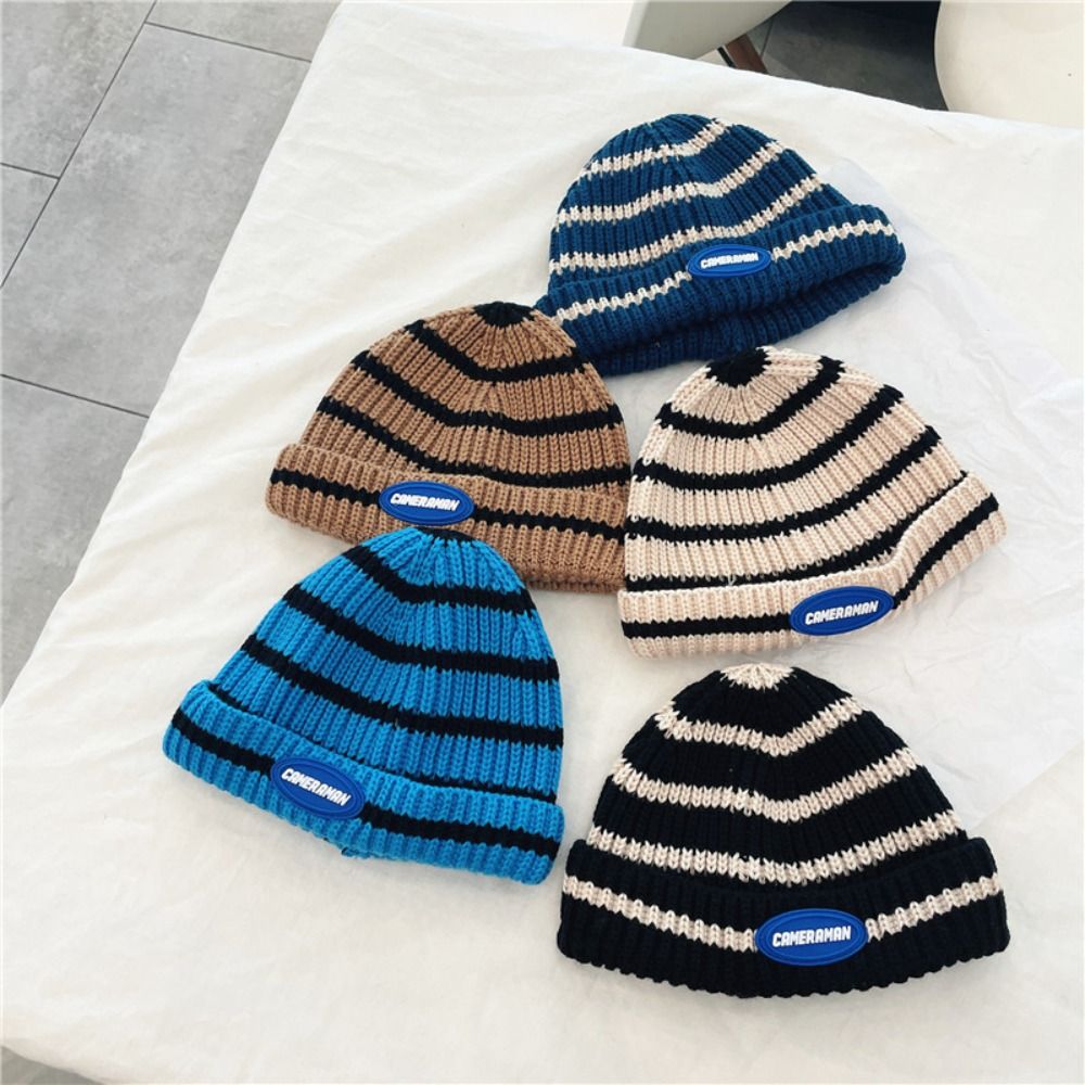 Beanie Cuffed Knit - Mode Warme Kinderhoeden Ademend Comfortabel Gestreepte