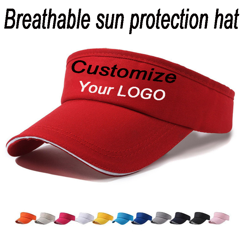 Visor Sun Hat - Gepersonaliseerde logo pet met open bovenkant,
