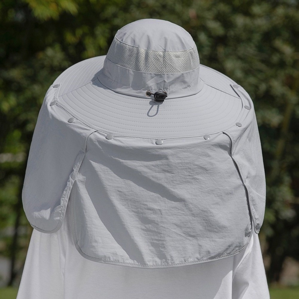 Visor Sun Hat - Eenvoudige stoffen herenzonnehoed Nekbescherming Afneembare sjaal