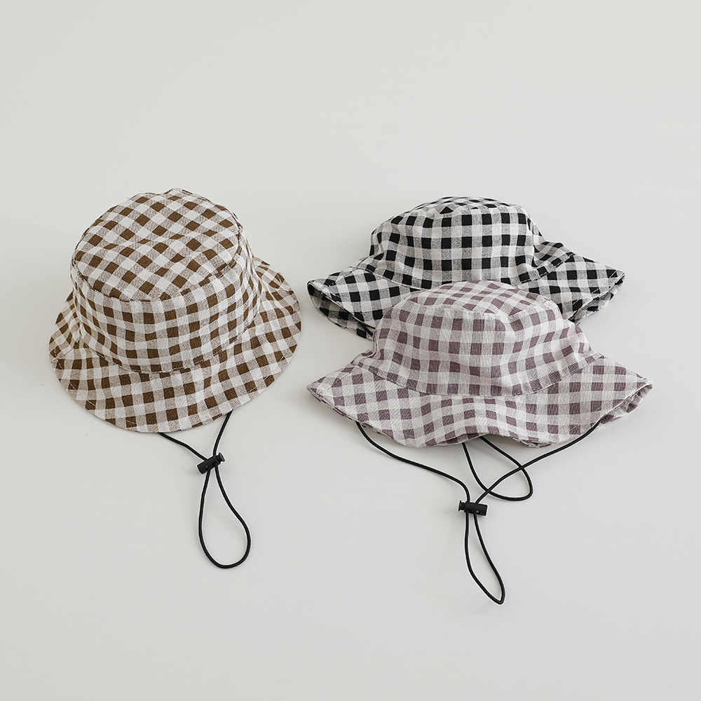 Sun Hat Wide Brim - Brede rand herfstzonnehoed baby geruite print