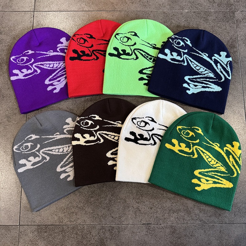Beanie Cuffed Knit - Muts met boomkikkerprint heren dames, rekbare