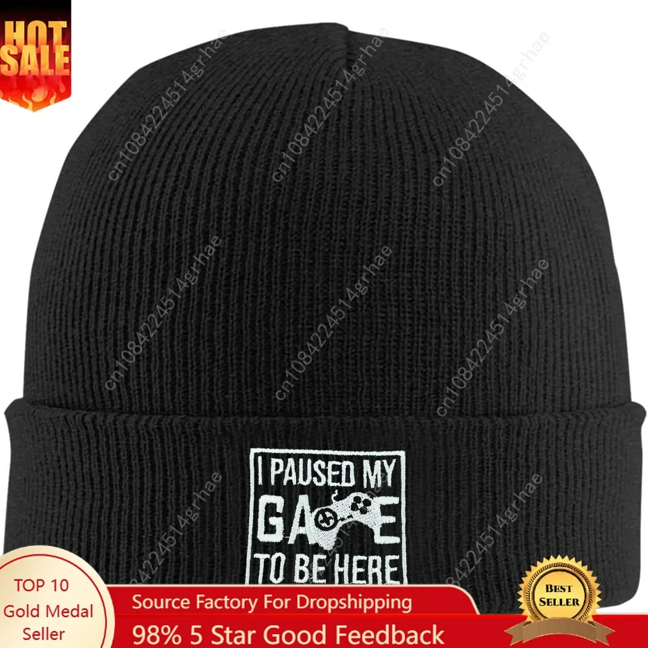 Beanie Cuffed Knit - Visborduurwerk muts winter warm gebreide muts